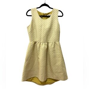 Lili Rose High Low Yellow Jacquard Dress Sleeveless SZ 10 EUC